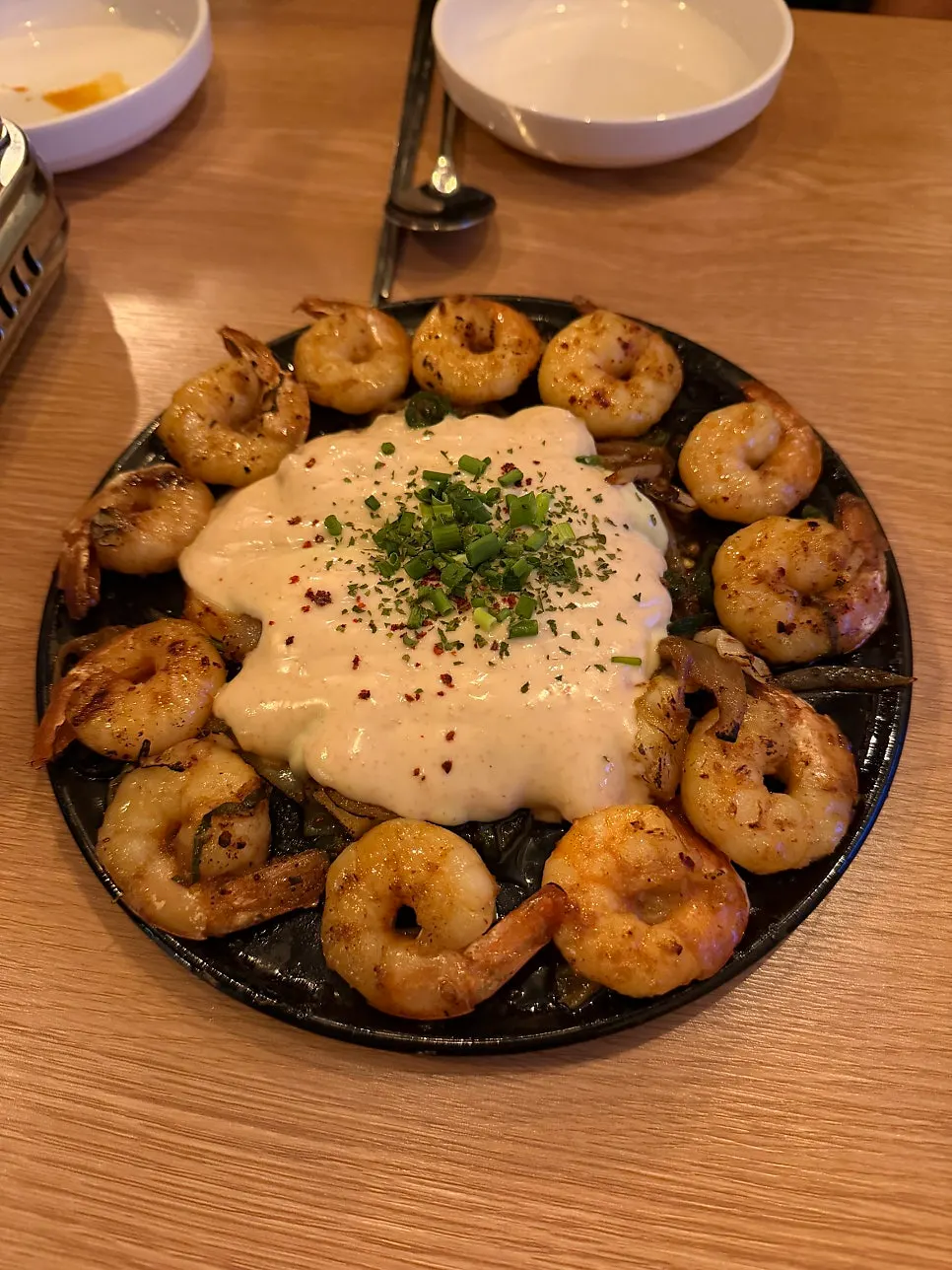 Smoky shrimp paired with myeongran mayo