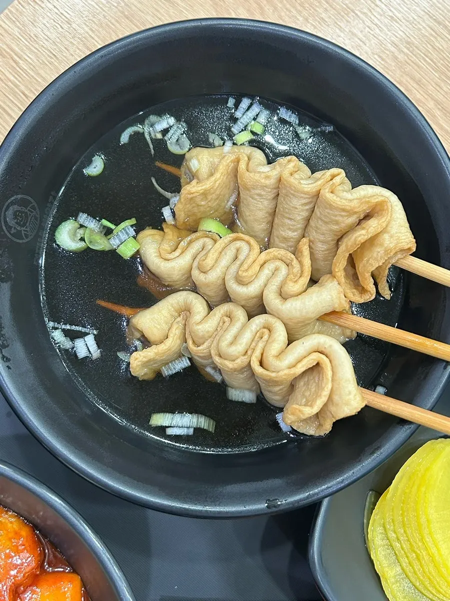 Close-up of tteokbokki at Deokjane Bangatgan
