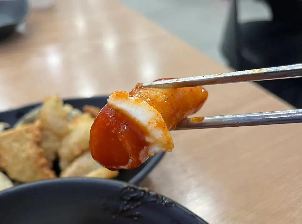 Potato salad mixed into the tteokbokki sauce