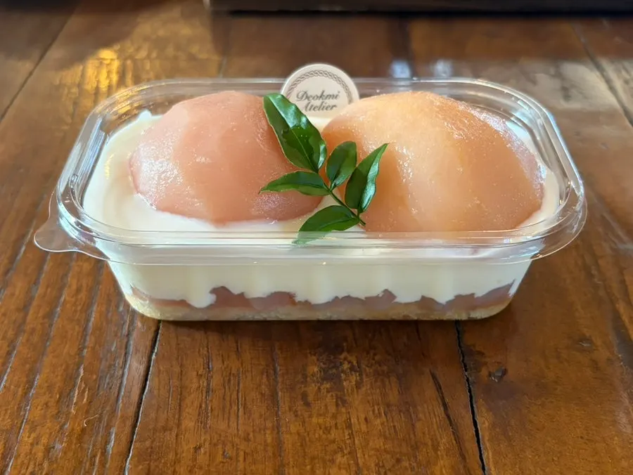 Tiramisu dessert with peach mixed in