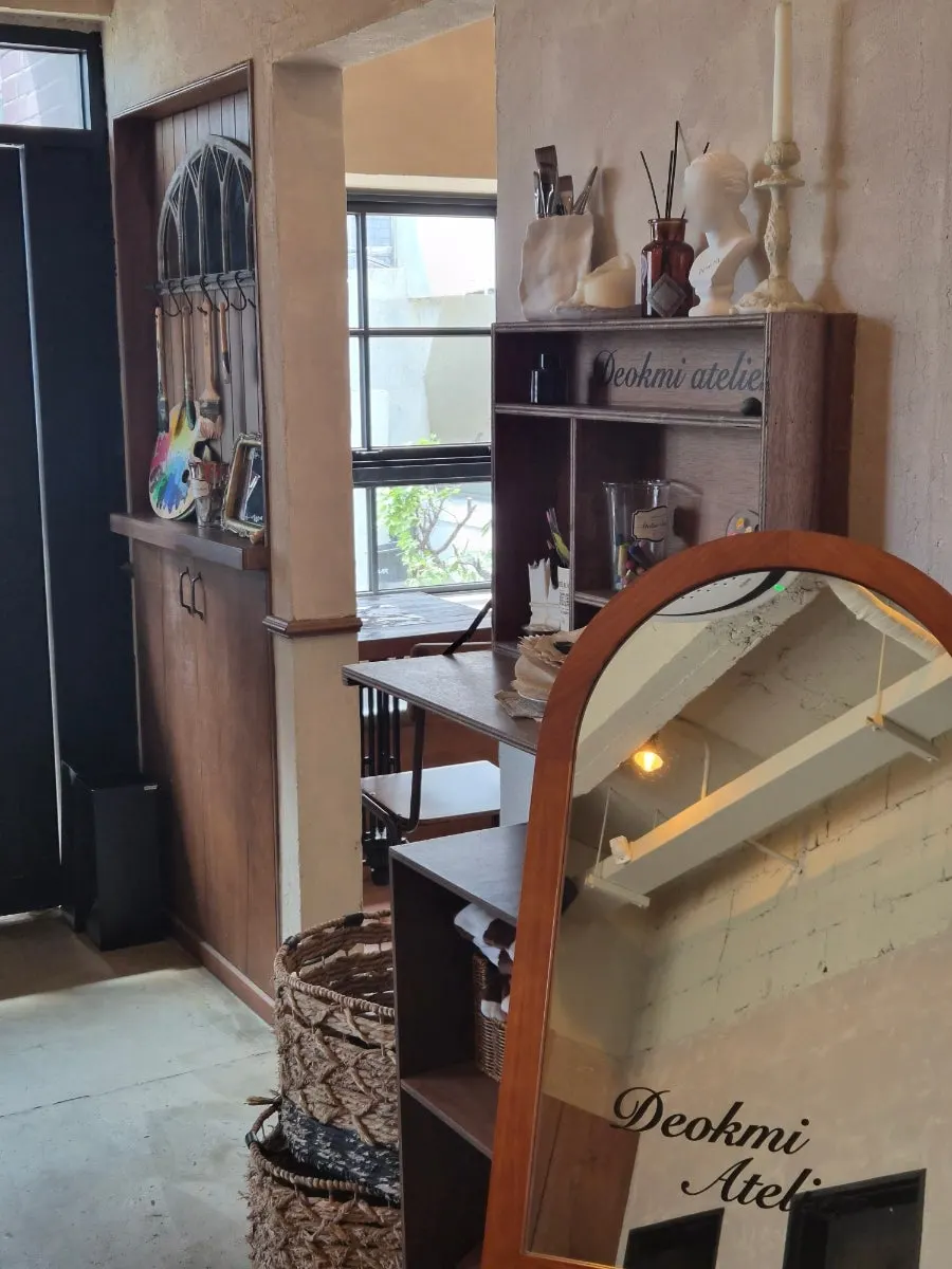 Wood-toned café interior space