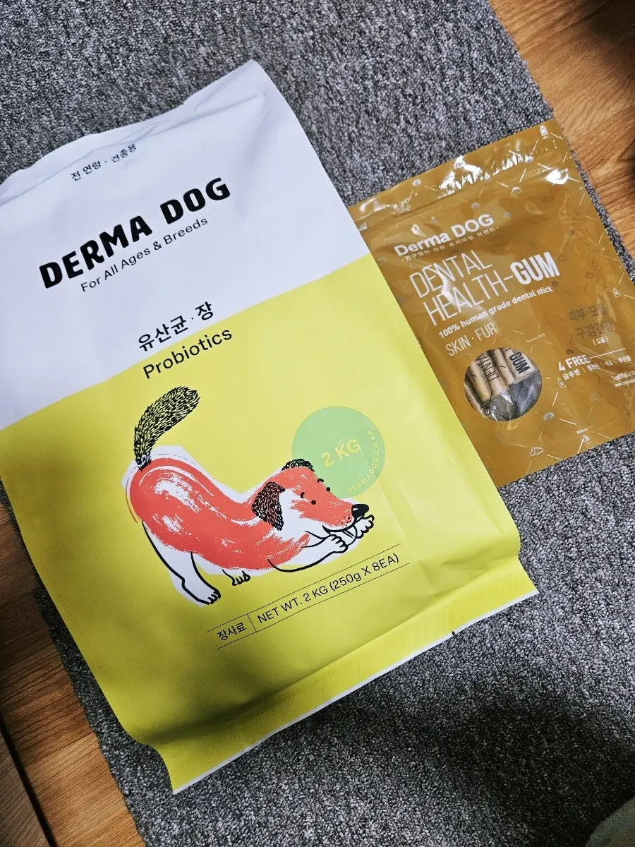Dermadog probiotic dog food and free dental chew set