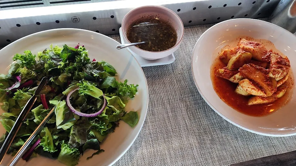 Various side dishes at the self-serve bar