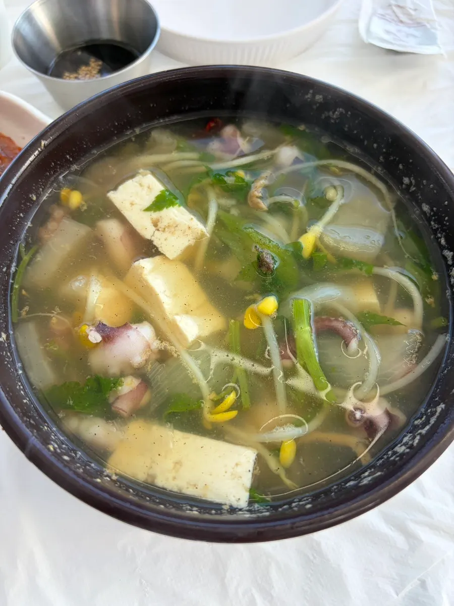 Nakji haejangguk with octopus, tofu, and bean sprouts