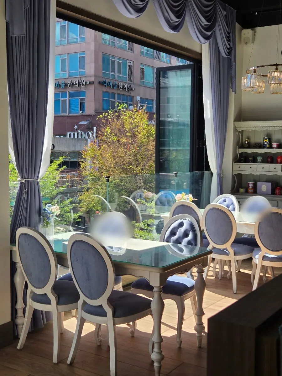 Bright café interior lit by natural light