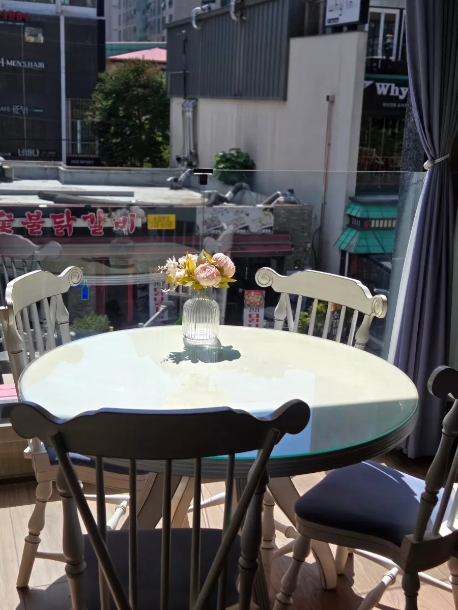 Upscale-interior seating toward the back of the café