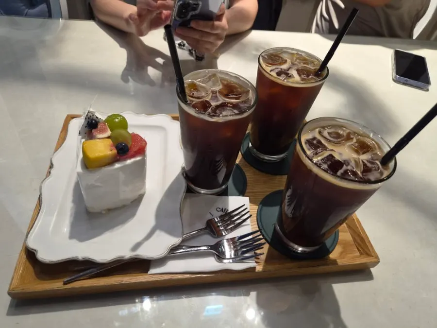 Iced americano placed on the table