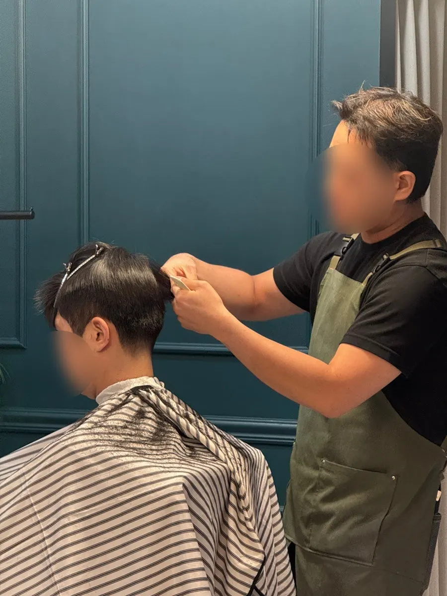 Hair right before the detailed cut begins