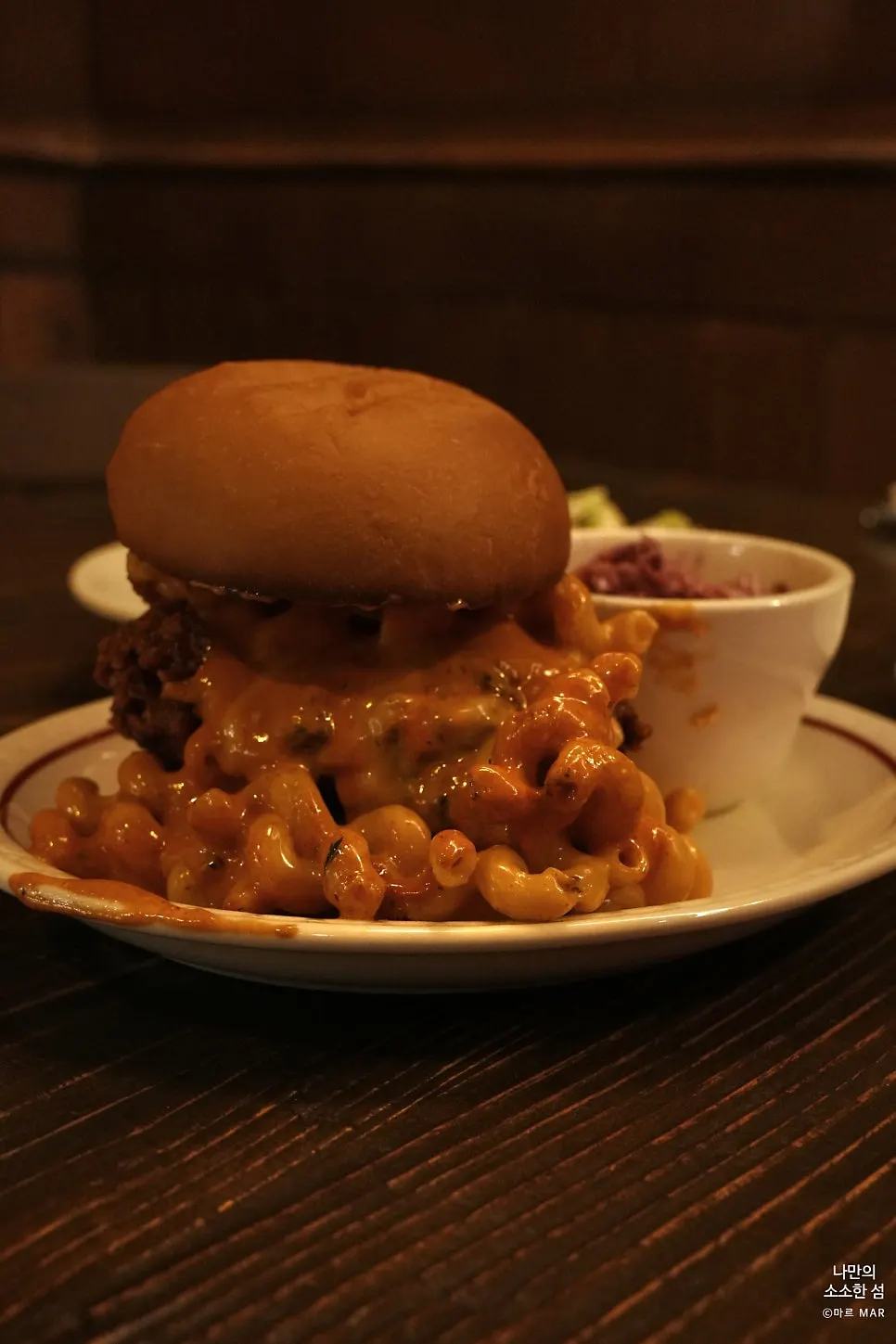 Coleslaw served alongside the burger