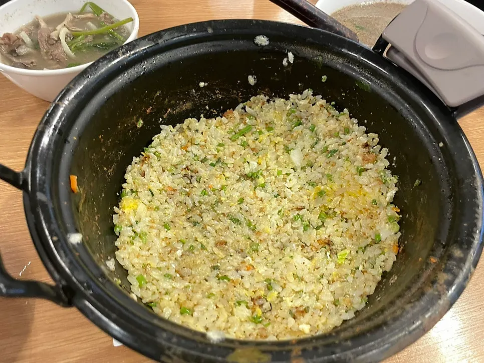Light, fluffy fried rice prepared by staff