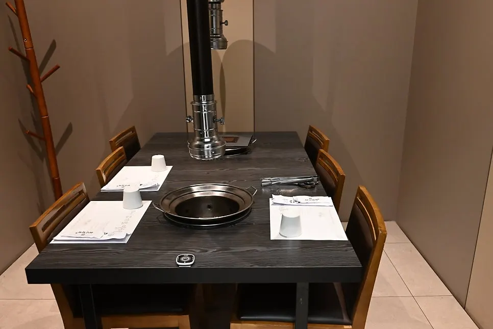Spacious and tidy dining hall seating
