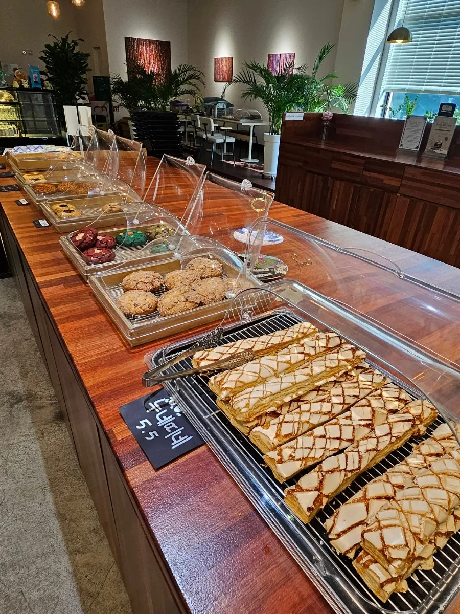 Bakery display case at Doasis