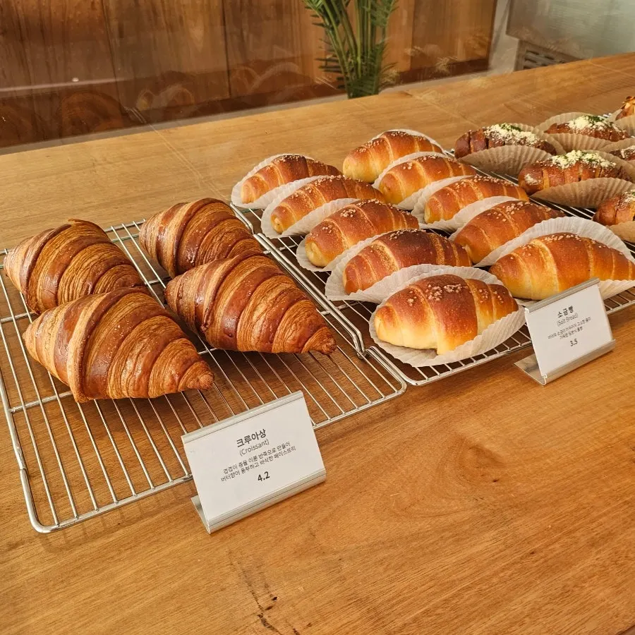 Bread displayed in Dobana's bakery showcase