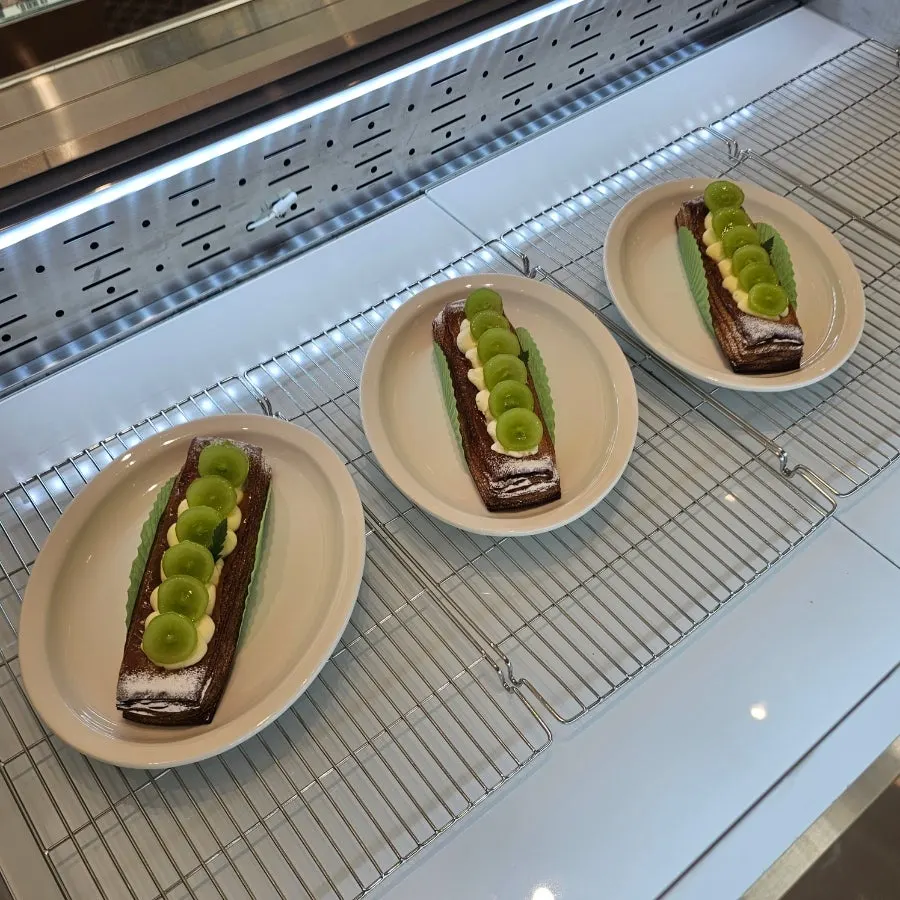 Close-up of Dobana's dessert showcase