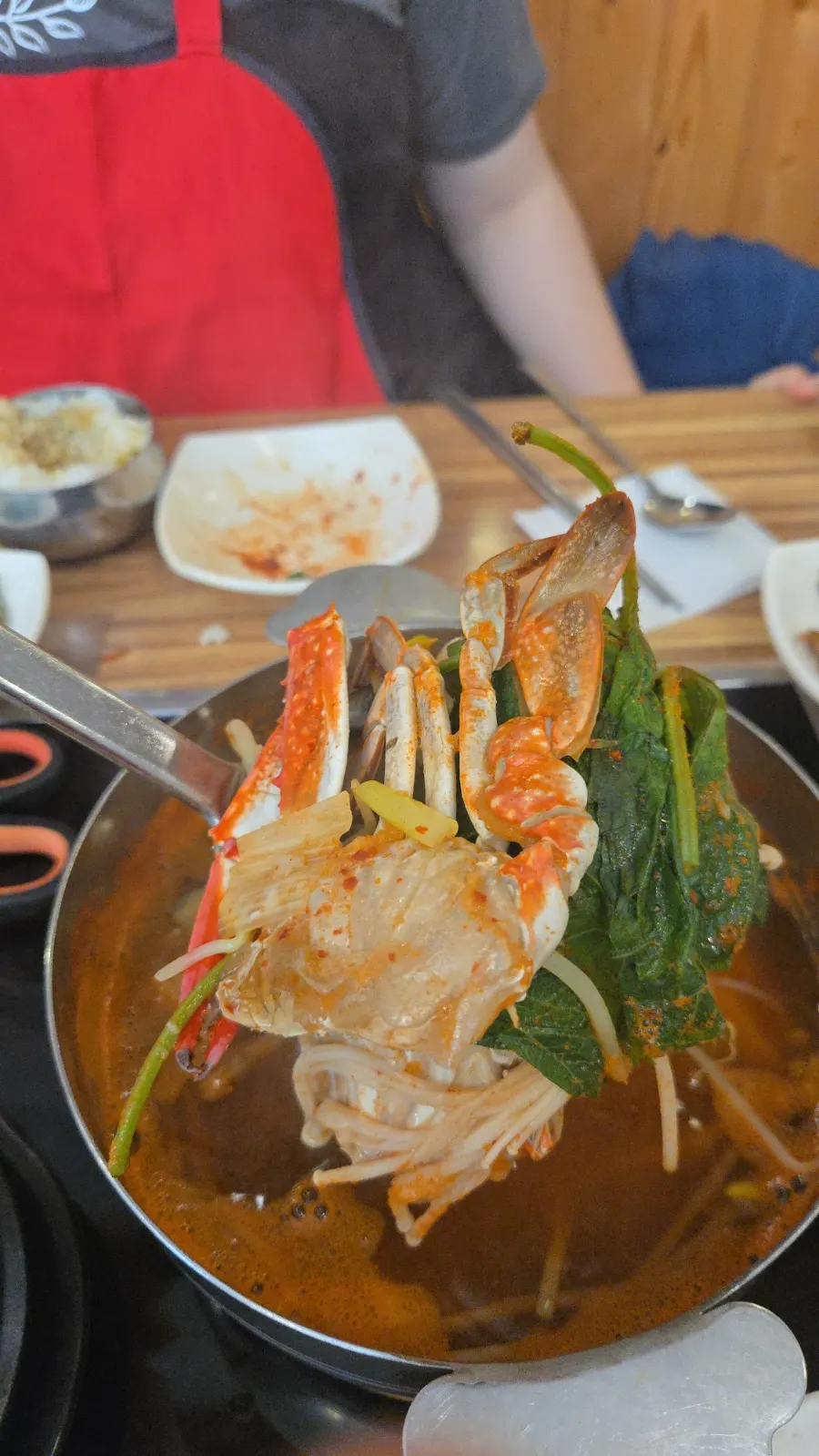 Free ramen noodles added to the crab stew