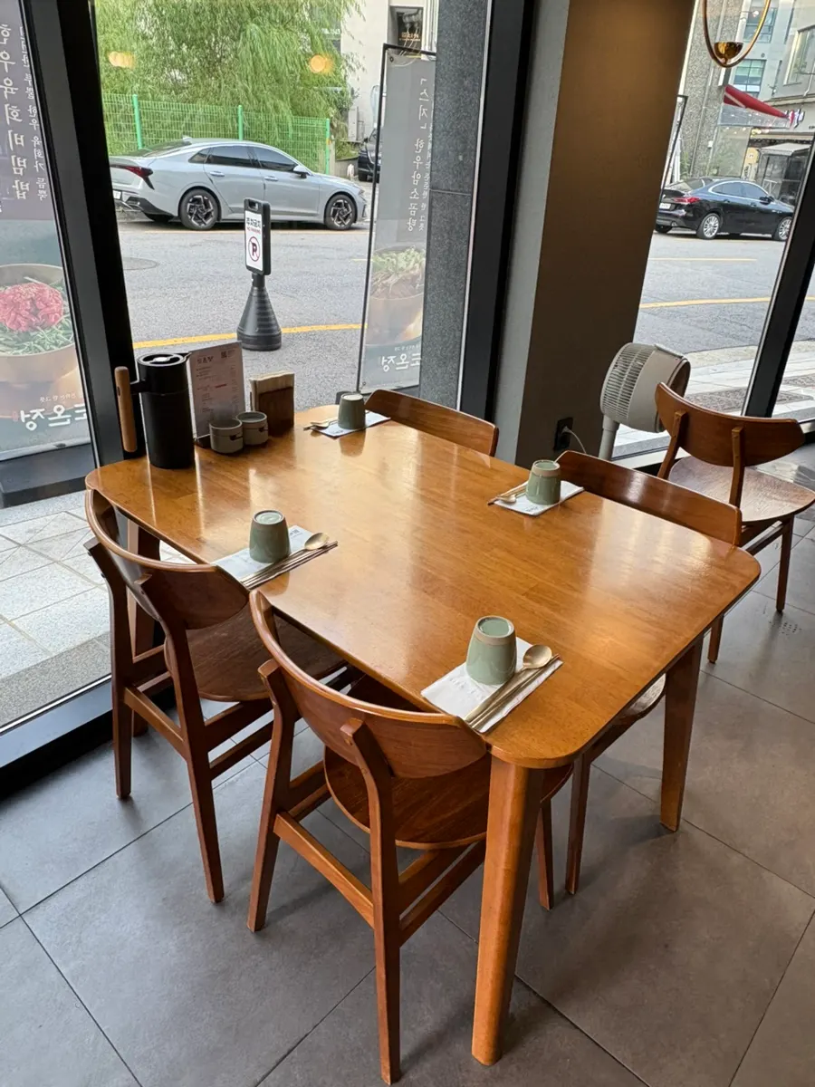 A spacious table setting at Doonjeong