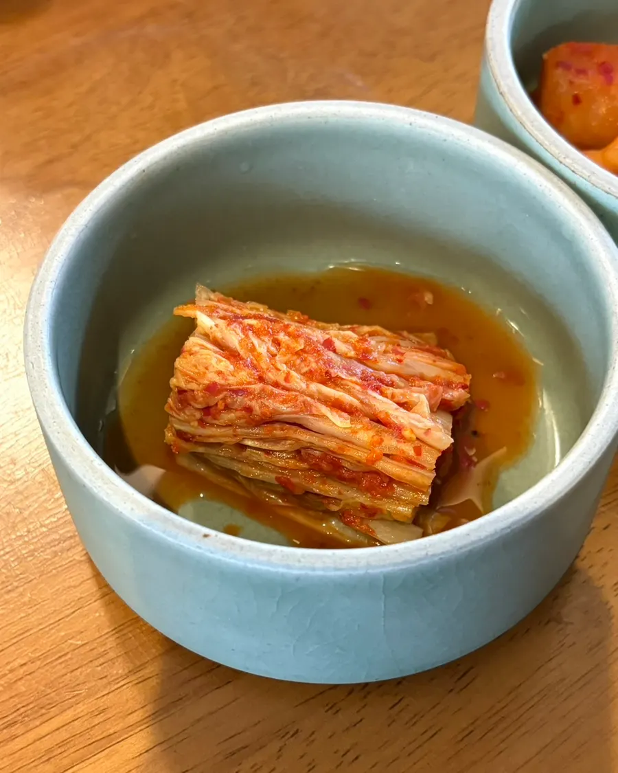 Kimchi served as a basic side dish at Doonjeong