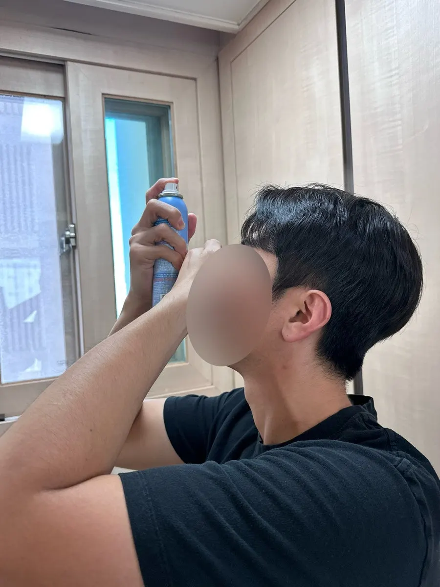 Hair spray styling process photo