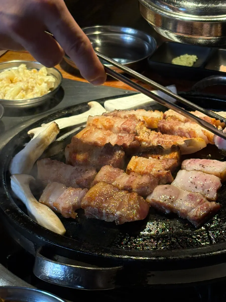 Pork belly for two served on a plate