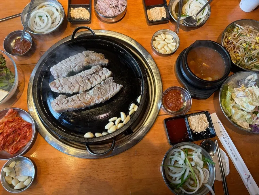 Free doenjang jjigae served at the BBQ restaurant