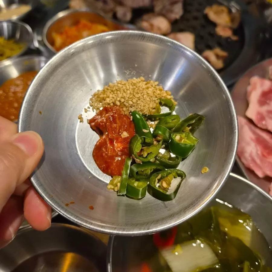 Plate of hairtail fish sauce, glasswort salt, and other meat condiments