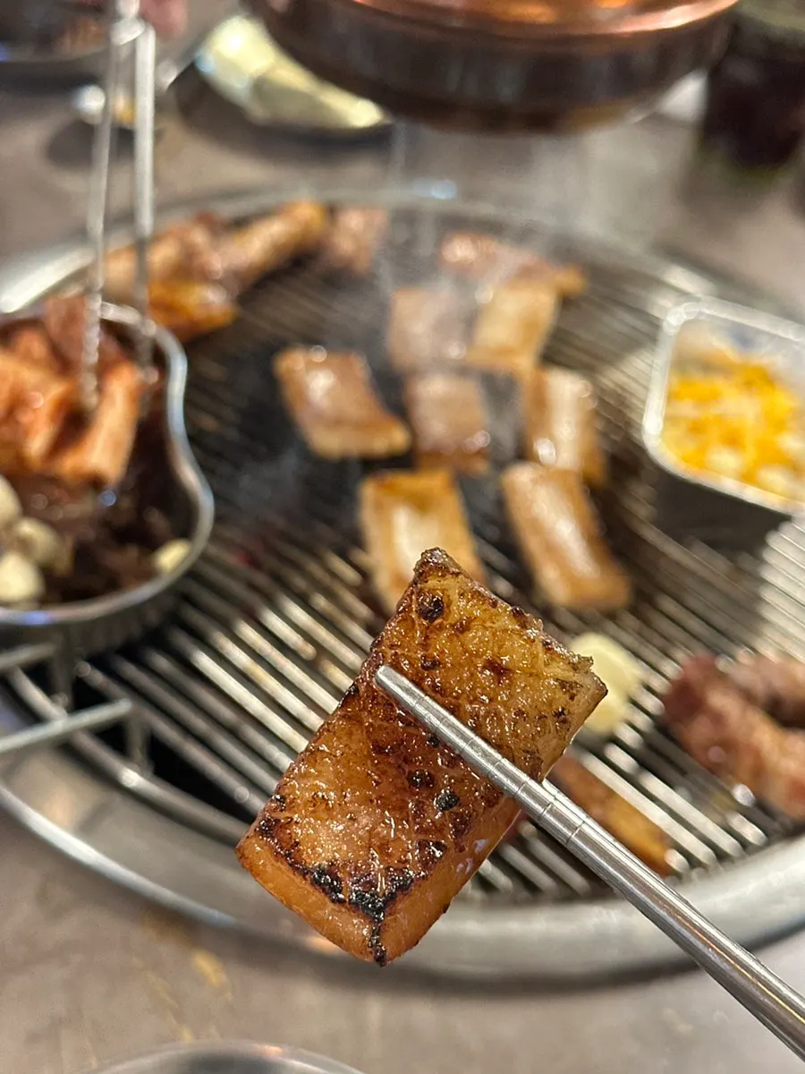 Nicely browned grilled pork skin