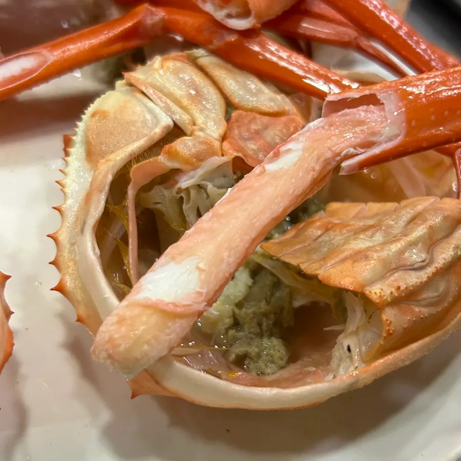 Innards inside the red crab shell