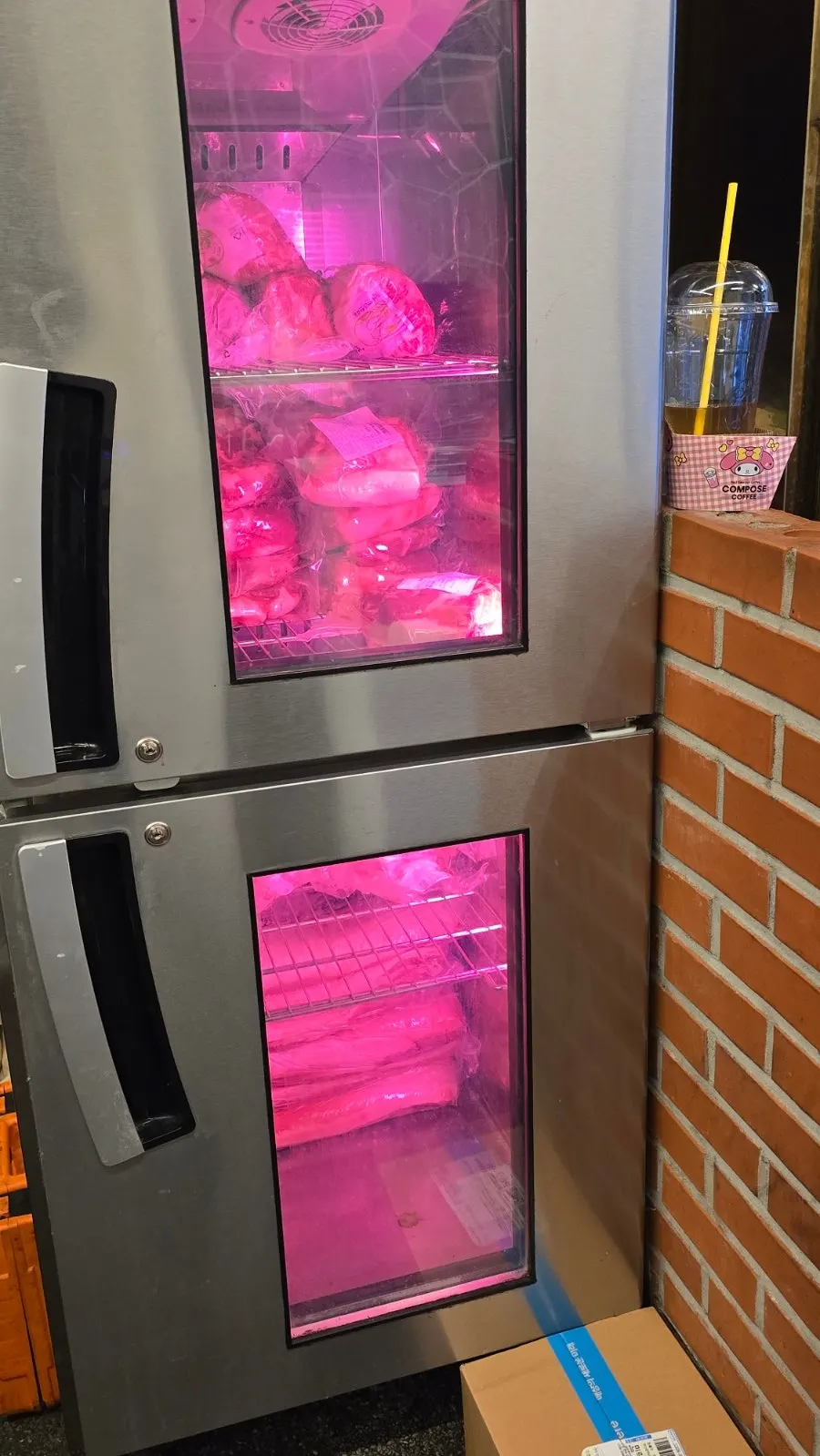 Meat aging chamber inside the restaurant