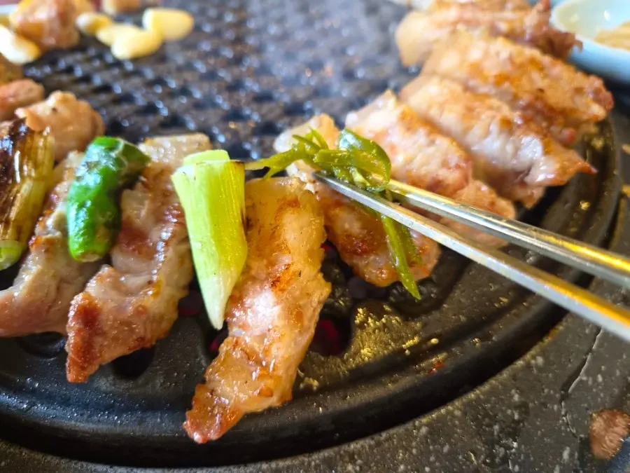 Close-up of nicely browned pork belly