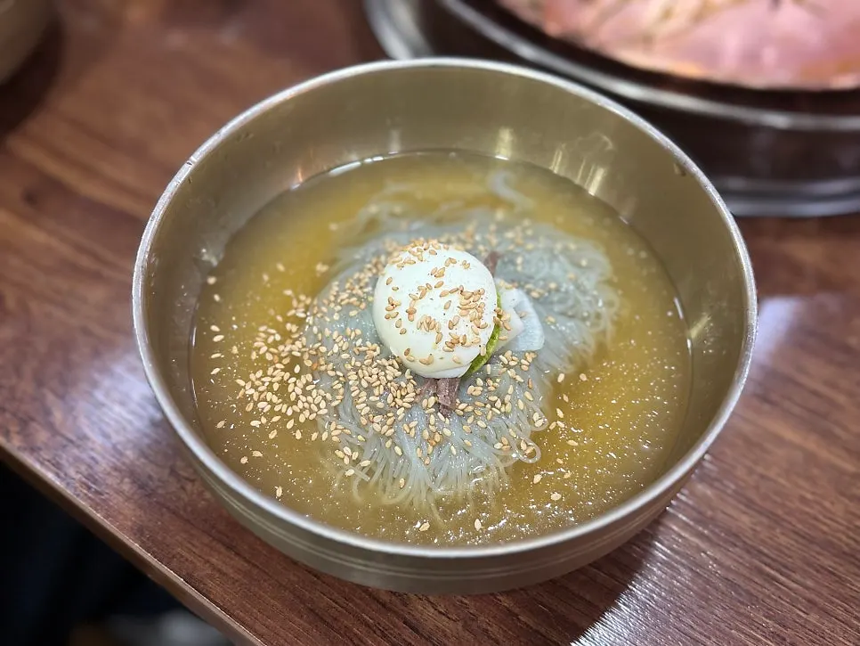 A generous portion of dessert naengmyeon included in the set