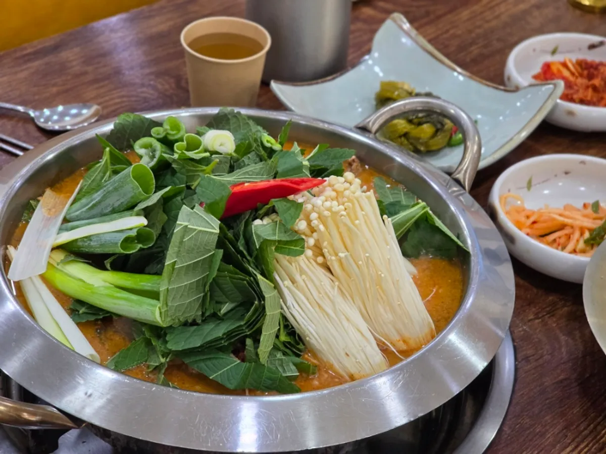 Closing photo of the Korean beef bosin hot pot