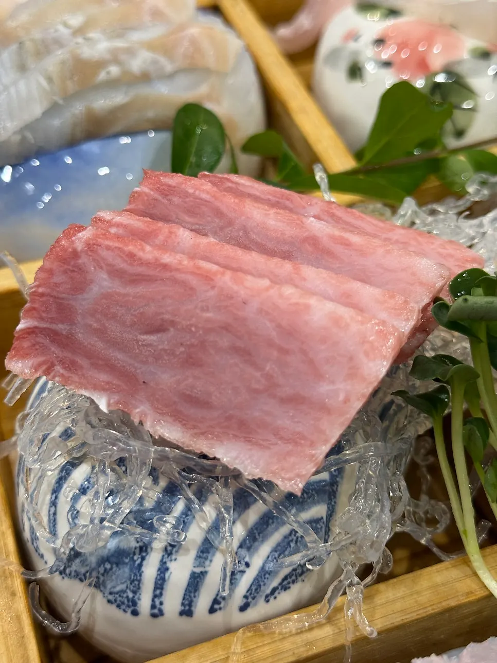 Close-up of the sashimi platter