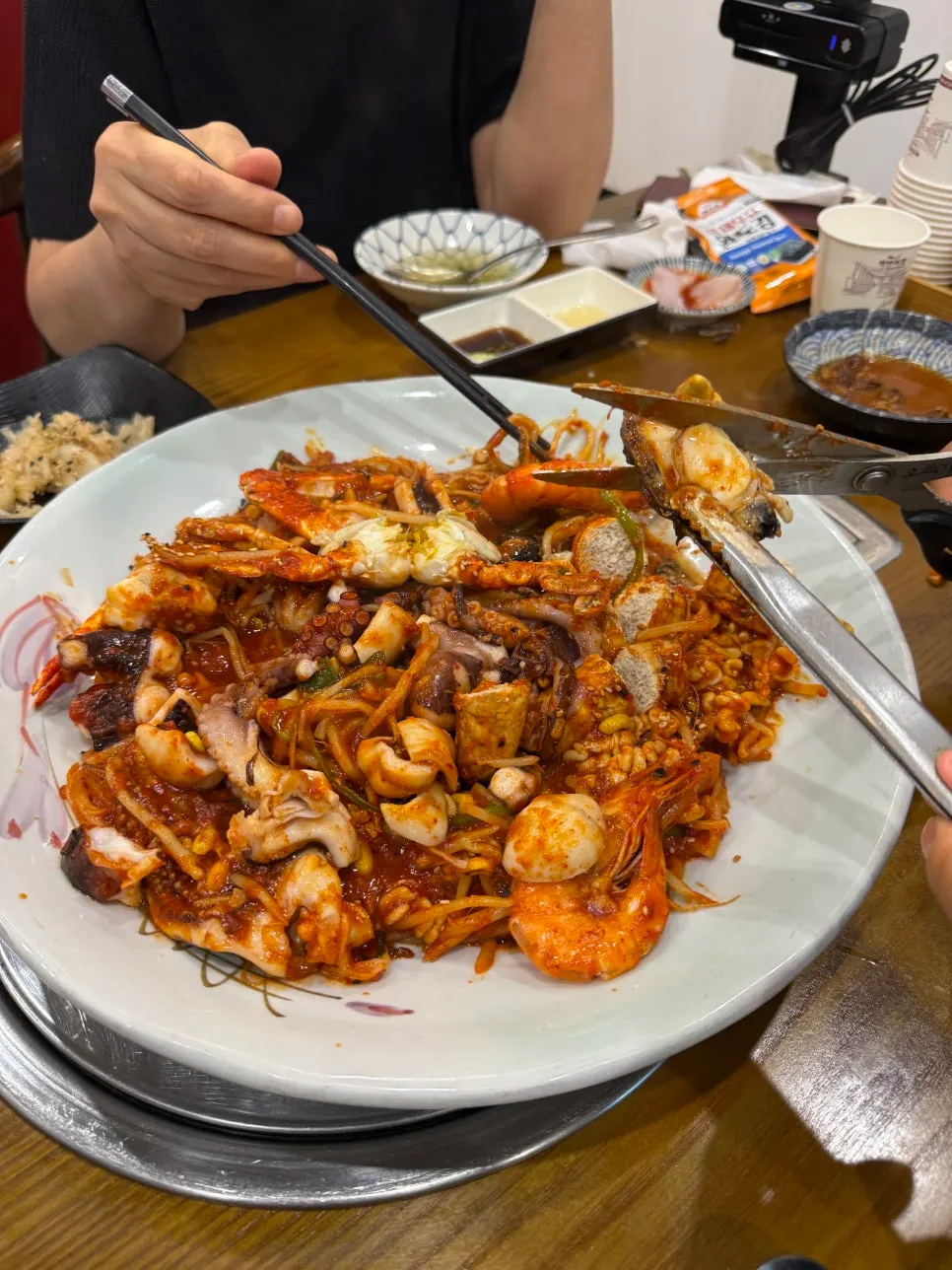 Seafood stew served after the sashimi platter