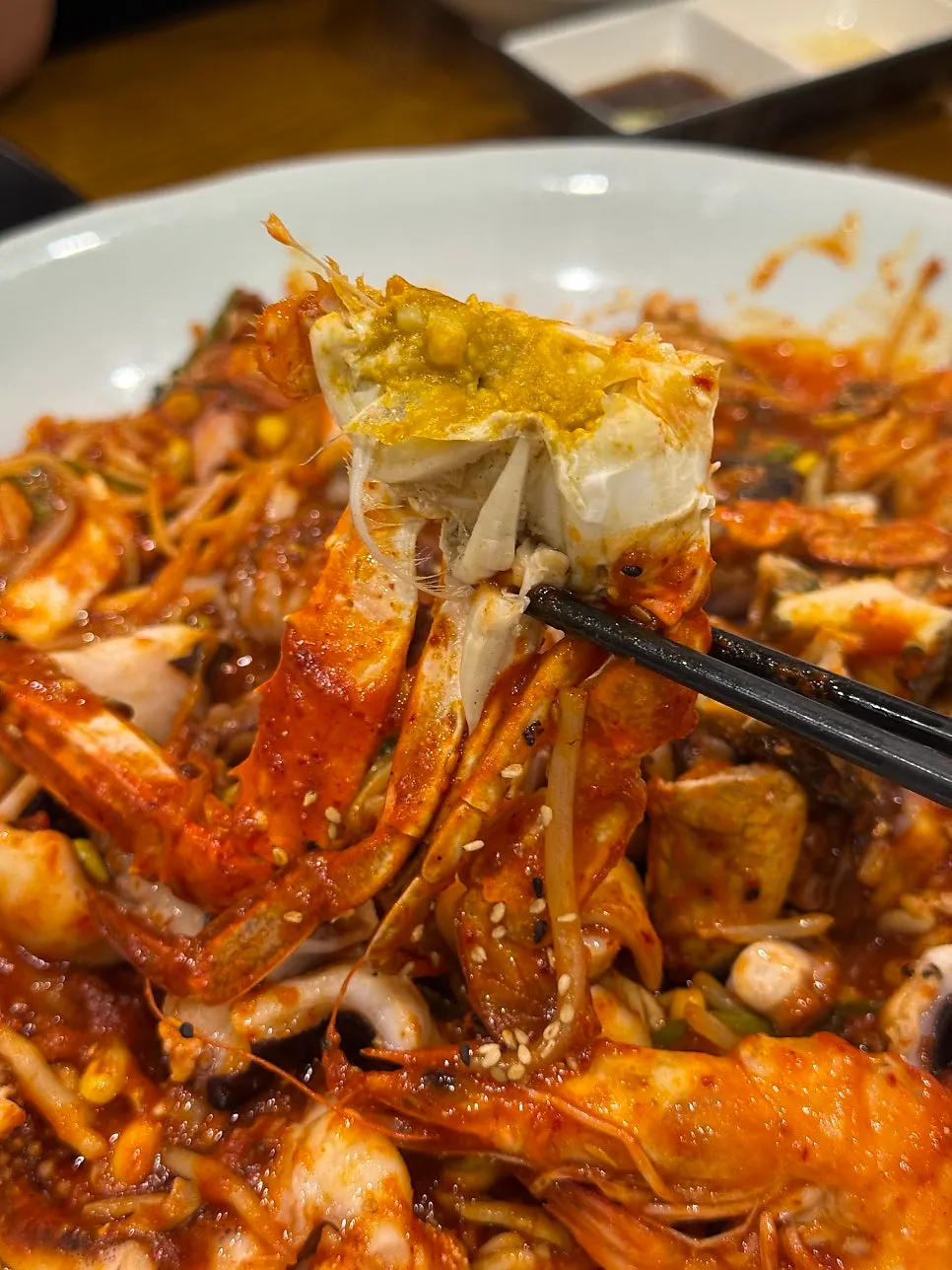 Seafood stew with blue crab and shrimp