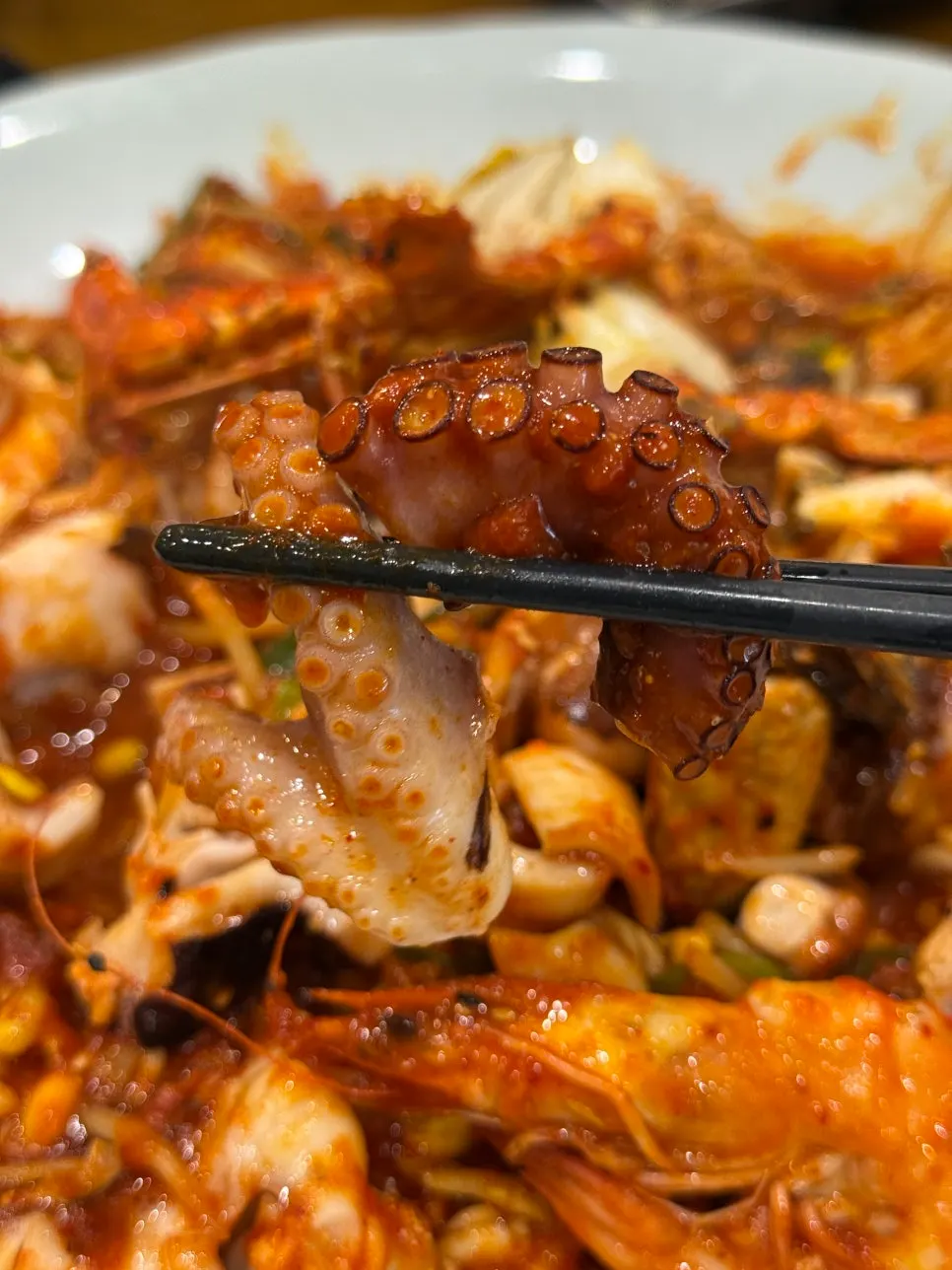 Seafood stew showing abalone and octopus