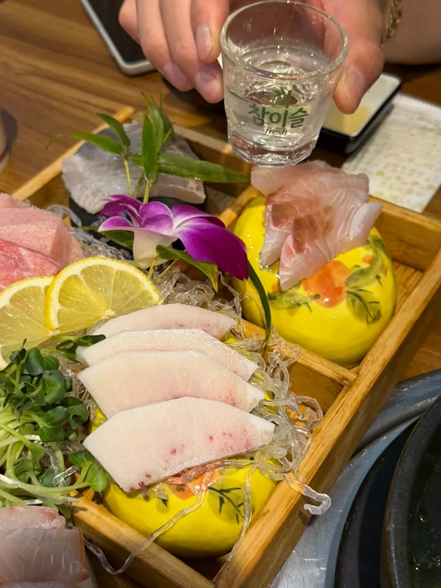 Close-up of the assorted sashimi