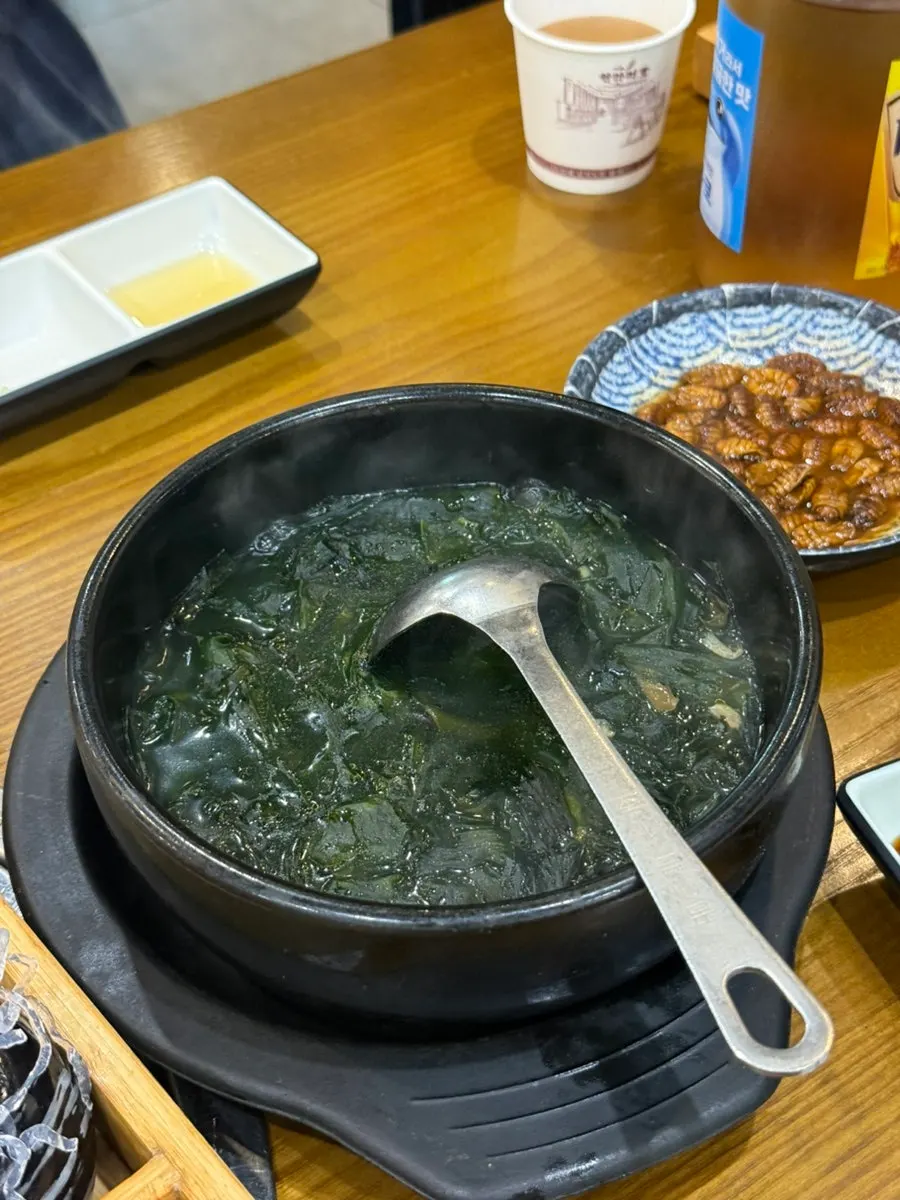 Table filled with Donghae Bada Hoetjip's basic banchan spread
