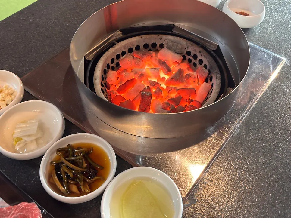 Charcoal grill set up on the table