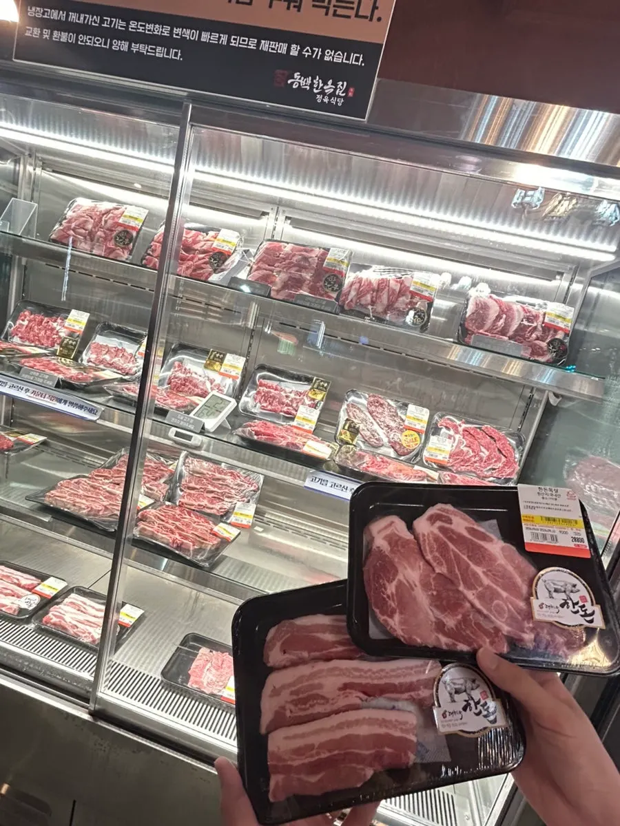 Plate of raw meat chosen at the butcher counter