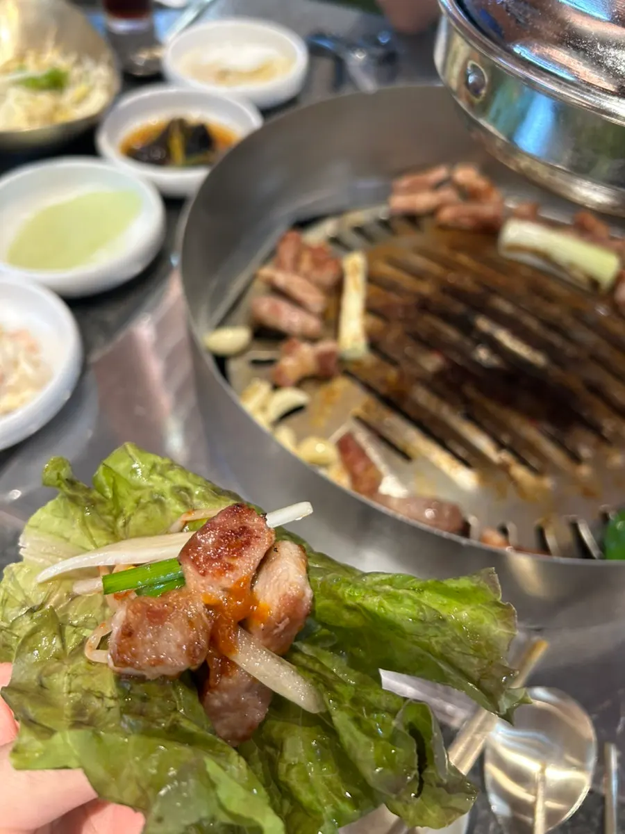 Nicely browned charcoal-grilled meat