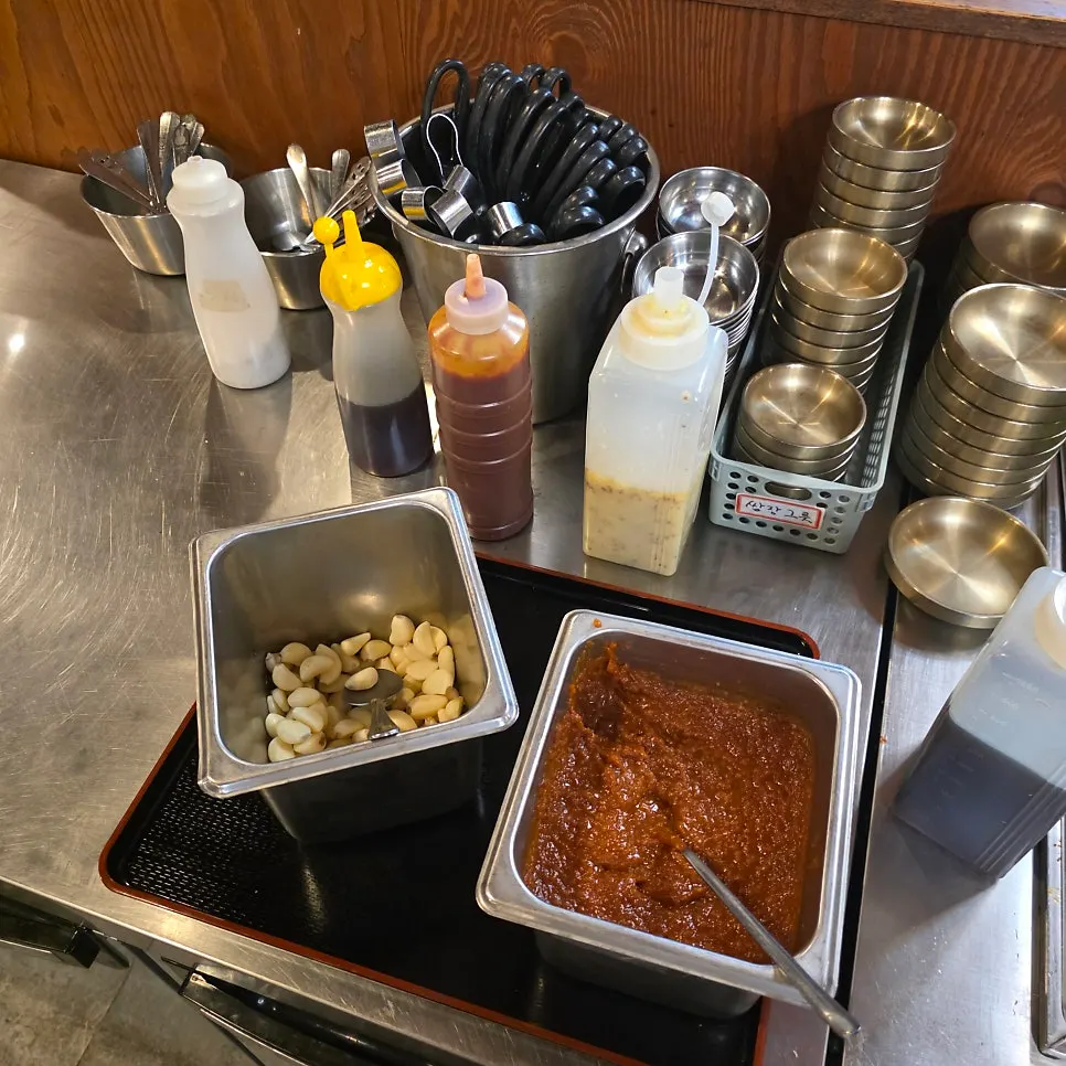 Lettuce wraps and side dishes brought from the self-serve bar