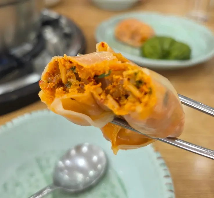 Spicy kimchi dumpling