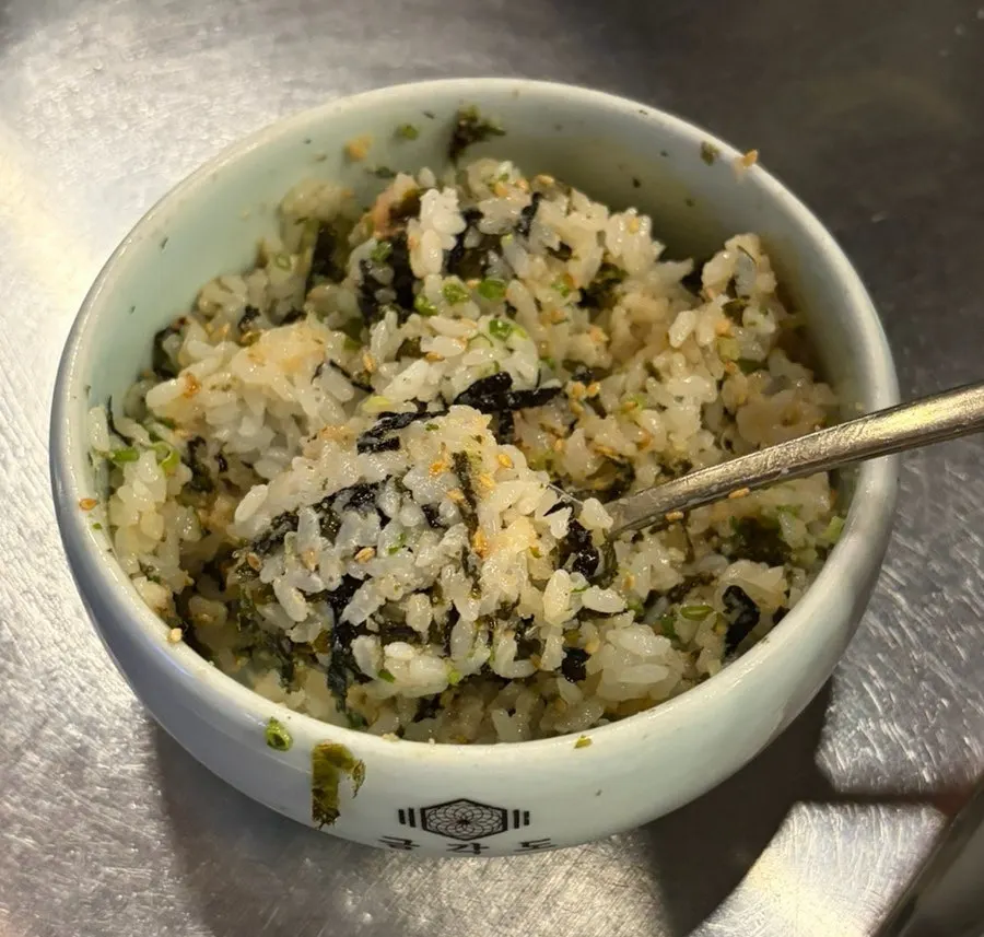 Myeongran rice served with leftover meat