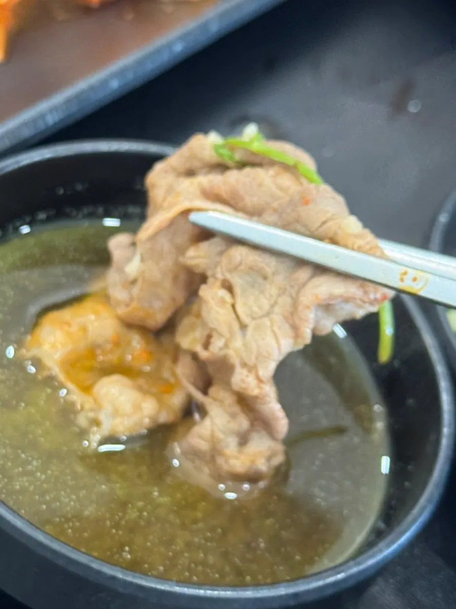 Sirloin cooked in the broth