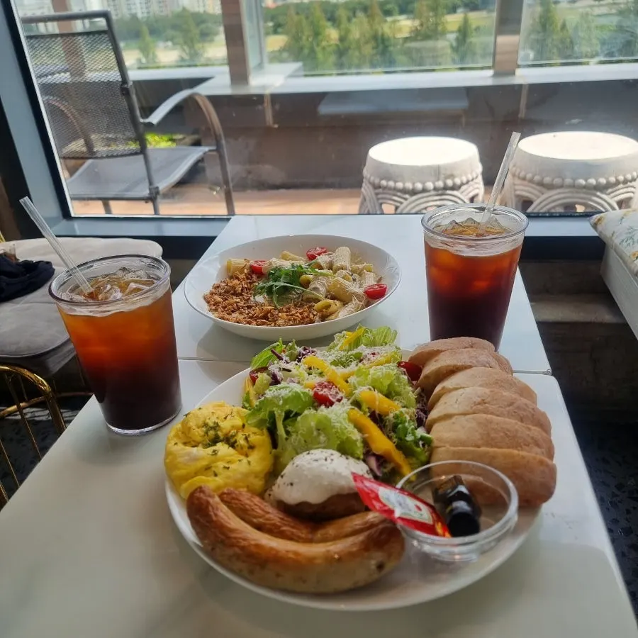 Brunch set served with olive oil