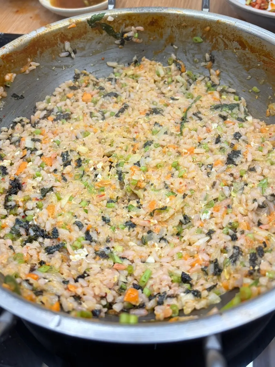 Fried rice finished off at the table