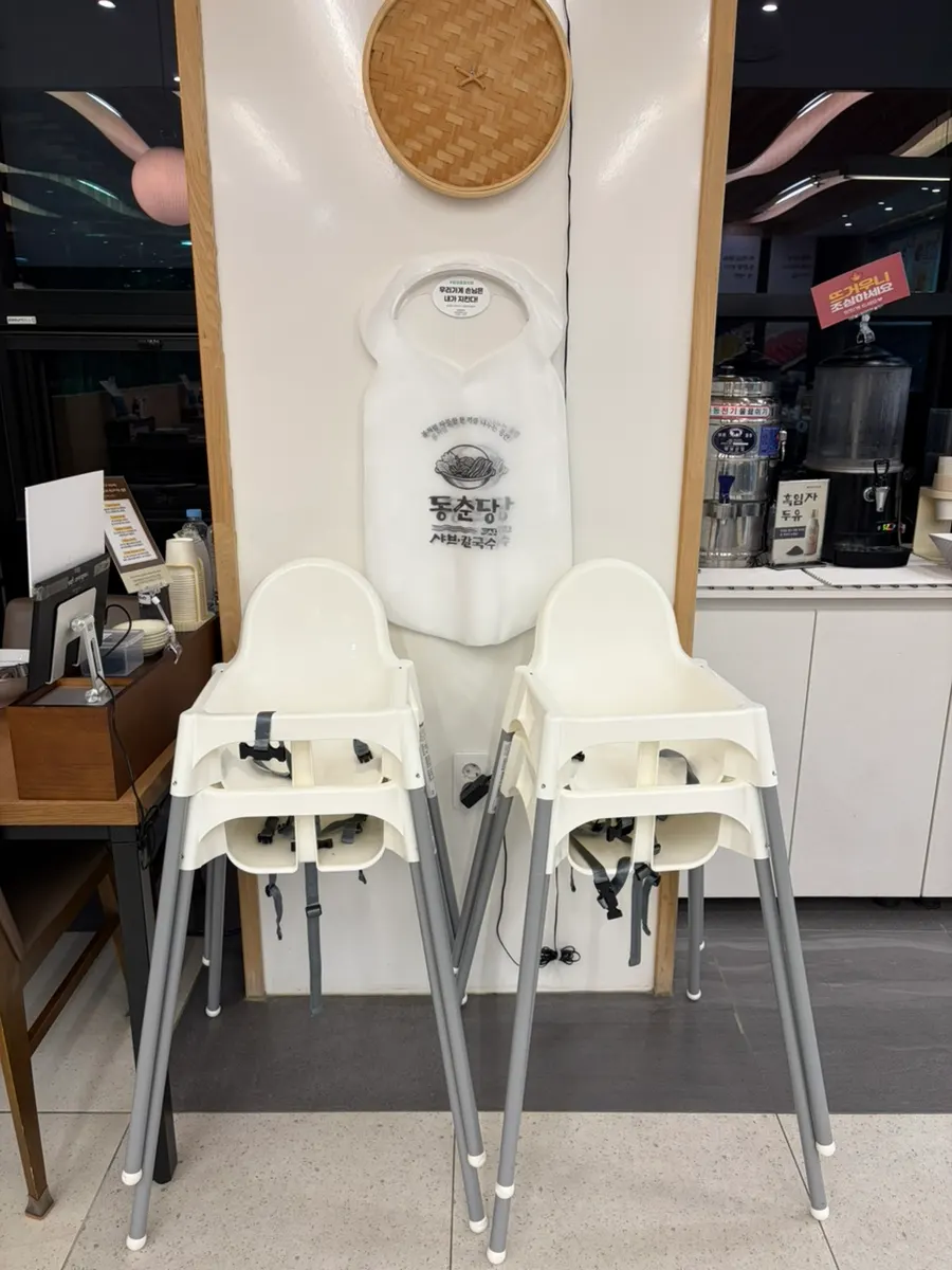 Baby chairs set up in the restaurant