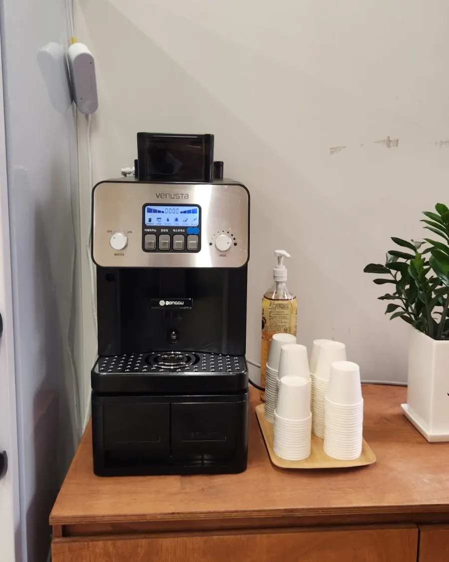 The coffee corner on the right side of the restaurant