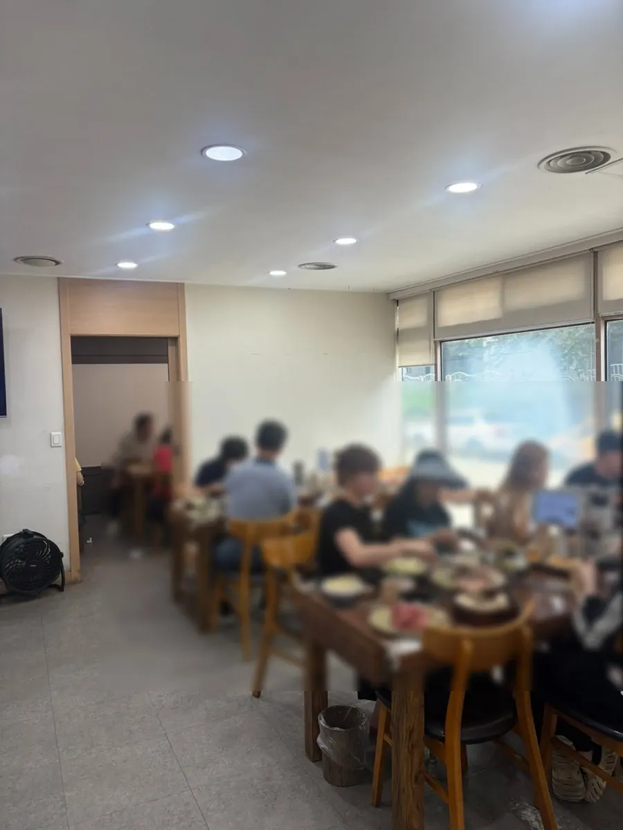 Dining hall crowded with families