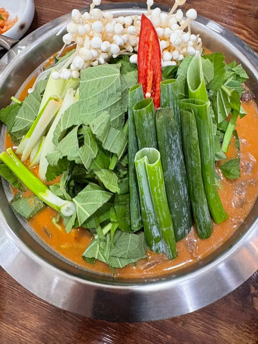 Large hanwoo boshin jeongol packed with vegetables